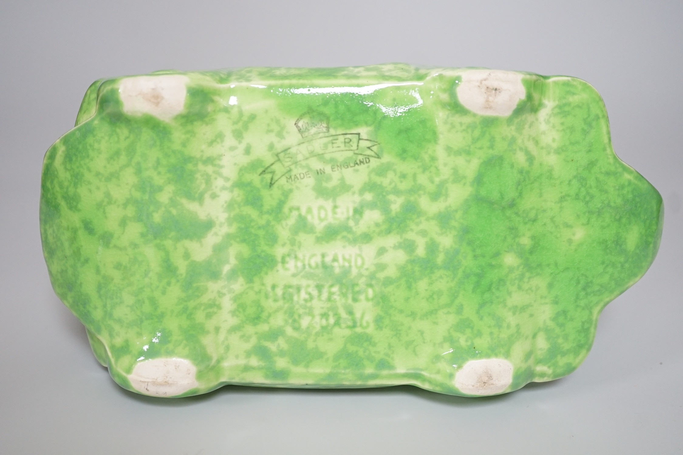 A Sadler's green-glazed novelty racing car teapot, 22cm